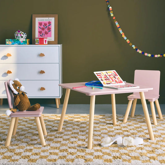 Kids Square Table & 2 Chairs - Pink - The Don Home Interiors