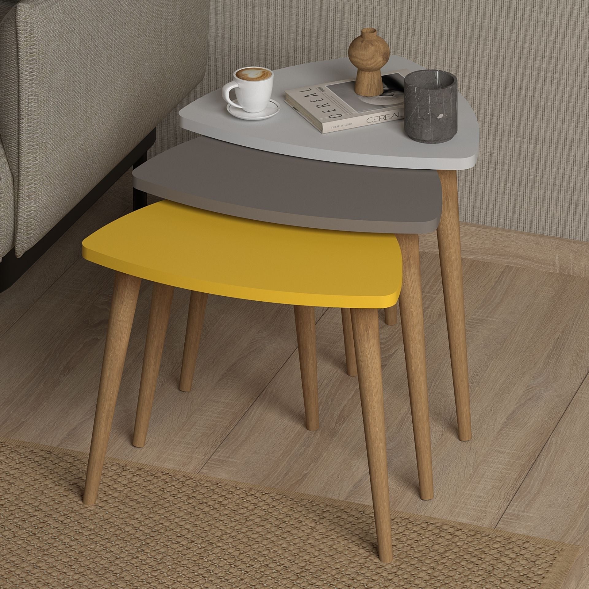 NordiNest Nesting Trio Nesting Side Tables - Multicolor - The Don Home Interiors