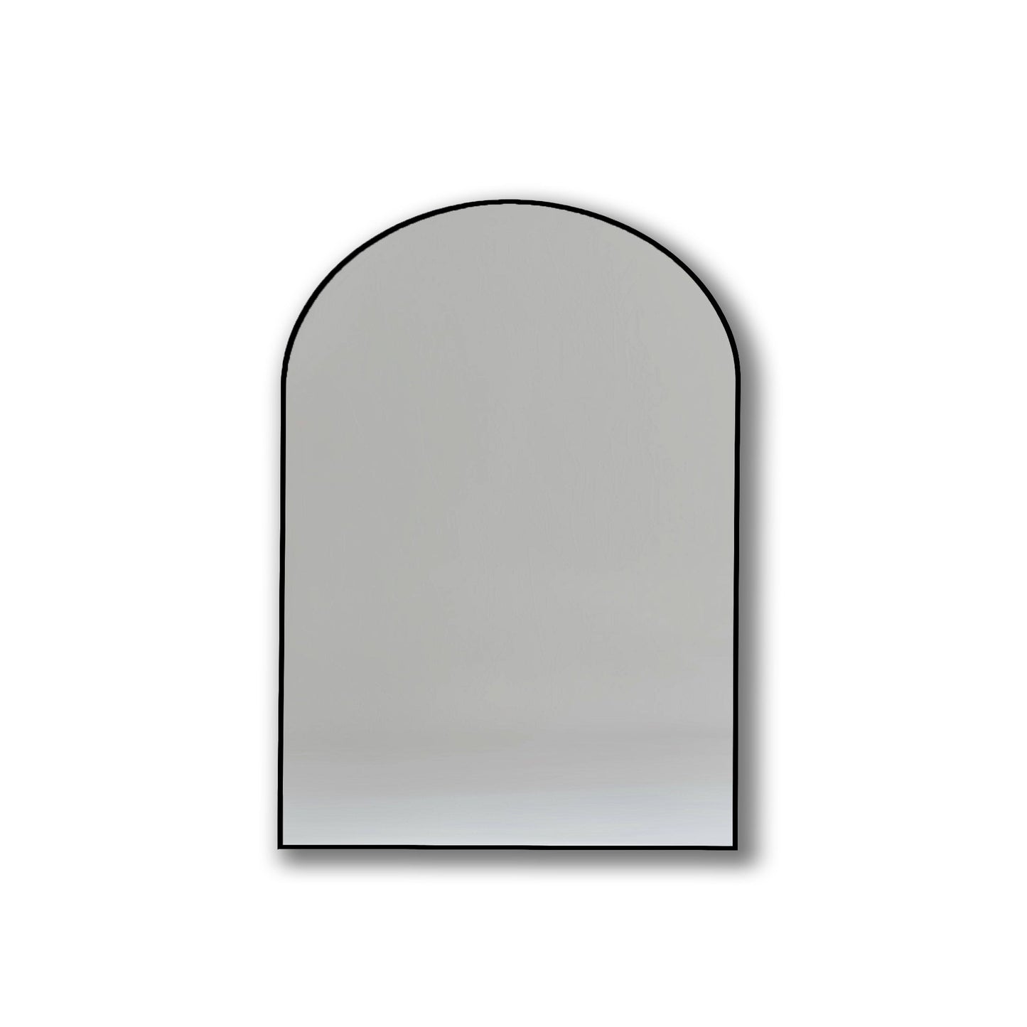 70x55cm Arch Mirror with slim black aluminum frame, perfect for modern interiors. Durable and elegant, ideal for home or garden decor.