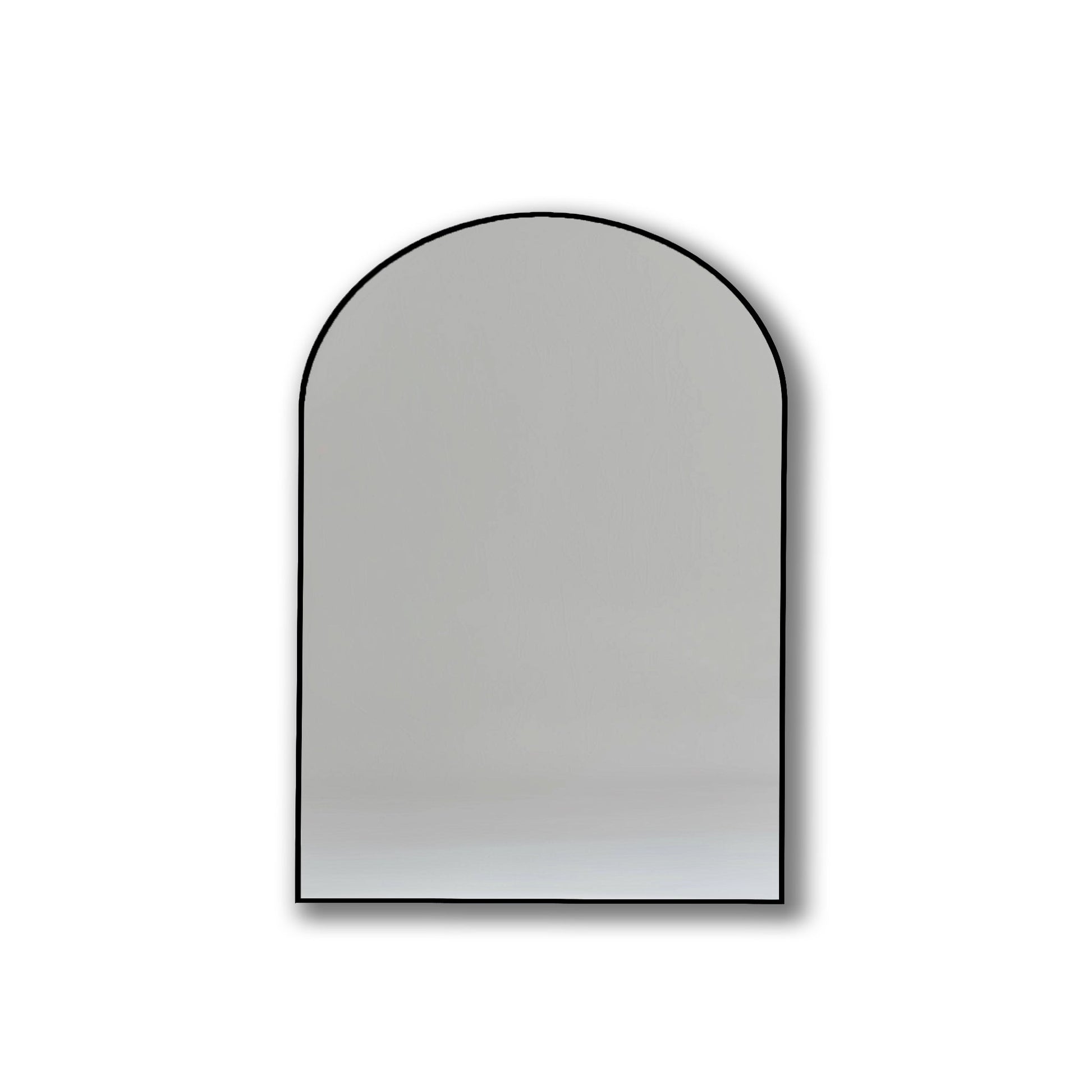 70x55cm Arch Mirror with slim black aluminum frame, perfect for modern interiors. Durable and elegant, ideal for home or garden decor.