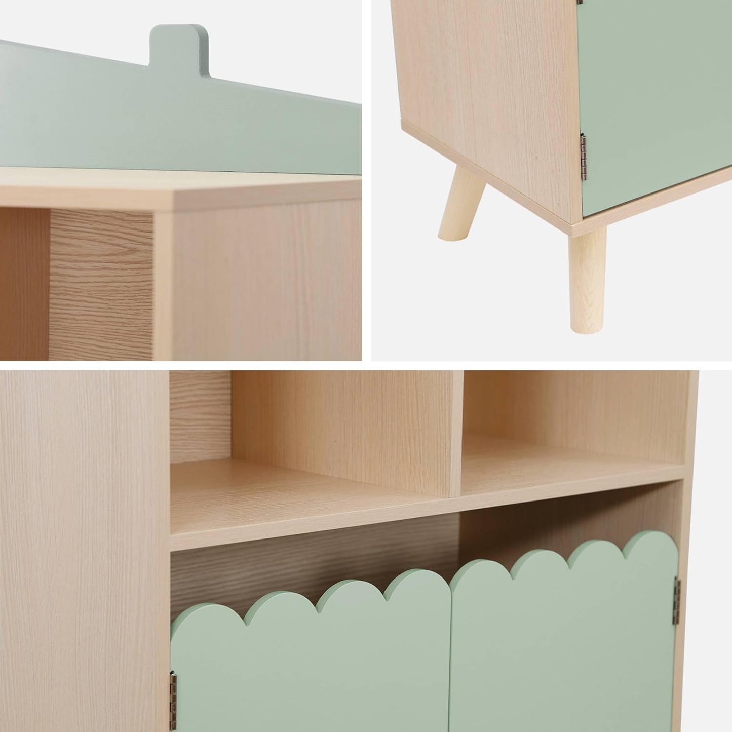 Scalloped Door Bookshelf - Mint Green - The Don Home Interiors