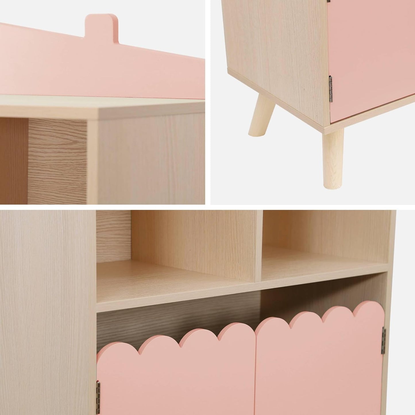 Scalloped Door Bookshelf - Pink - The Don Home Interiors