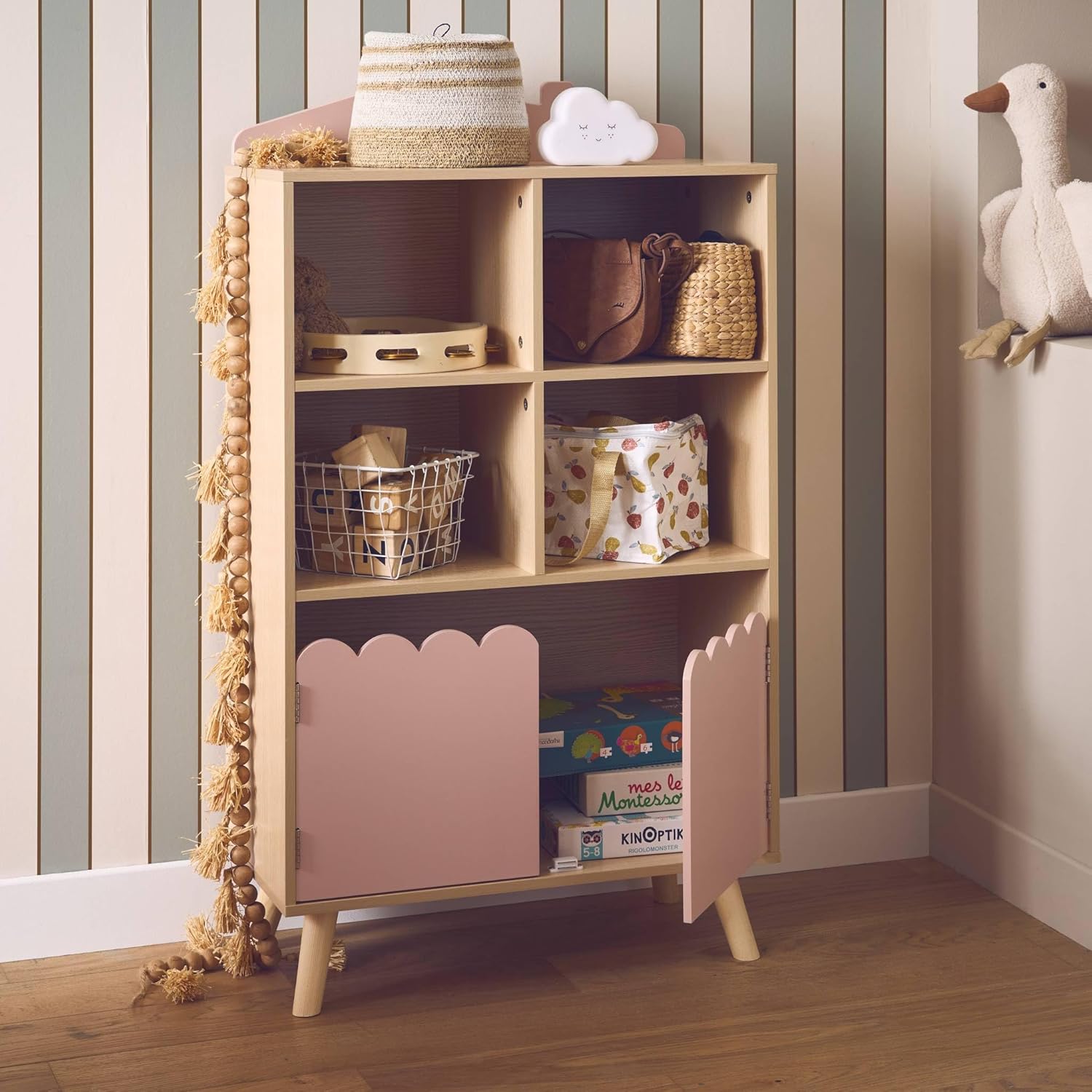 Scalloped Door Bookshelf - Pink - The Don Home Interiors
