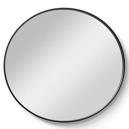 90cm Mirror - Round Aluminium with sleek black frame, ideal for modern home decor. Durable and versatile for bathroom, hallway, or living room.