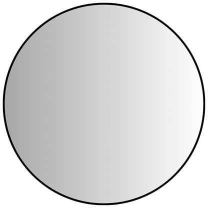140cm Round Aluminium Mirror with sleek black frame, ideal as a large wall mirror for modern home decor in living rooms or entryways.