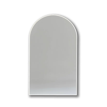 White-framed Arch 70 x 55cm Duo mirror with clean lines and soft arch, ideal for minimalist or coastal-themed interiors.