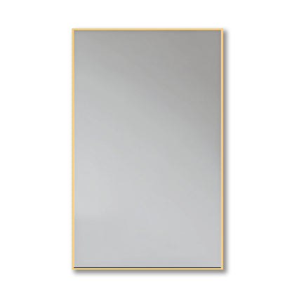 Rectangular Aluminium Mirror - Wall Mirror | 60x90 cm, Thin Frame in gold, offering a warm metallic accent for upscale interior styling.