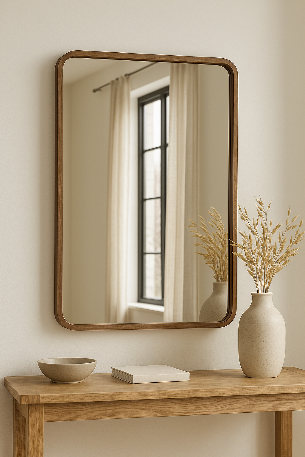 90 x 120 cm Rounded Rectangle African Walnut Mirror - The Don Home Interiors