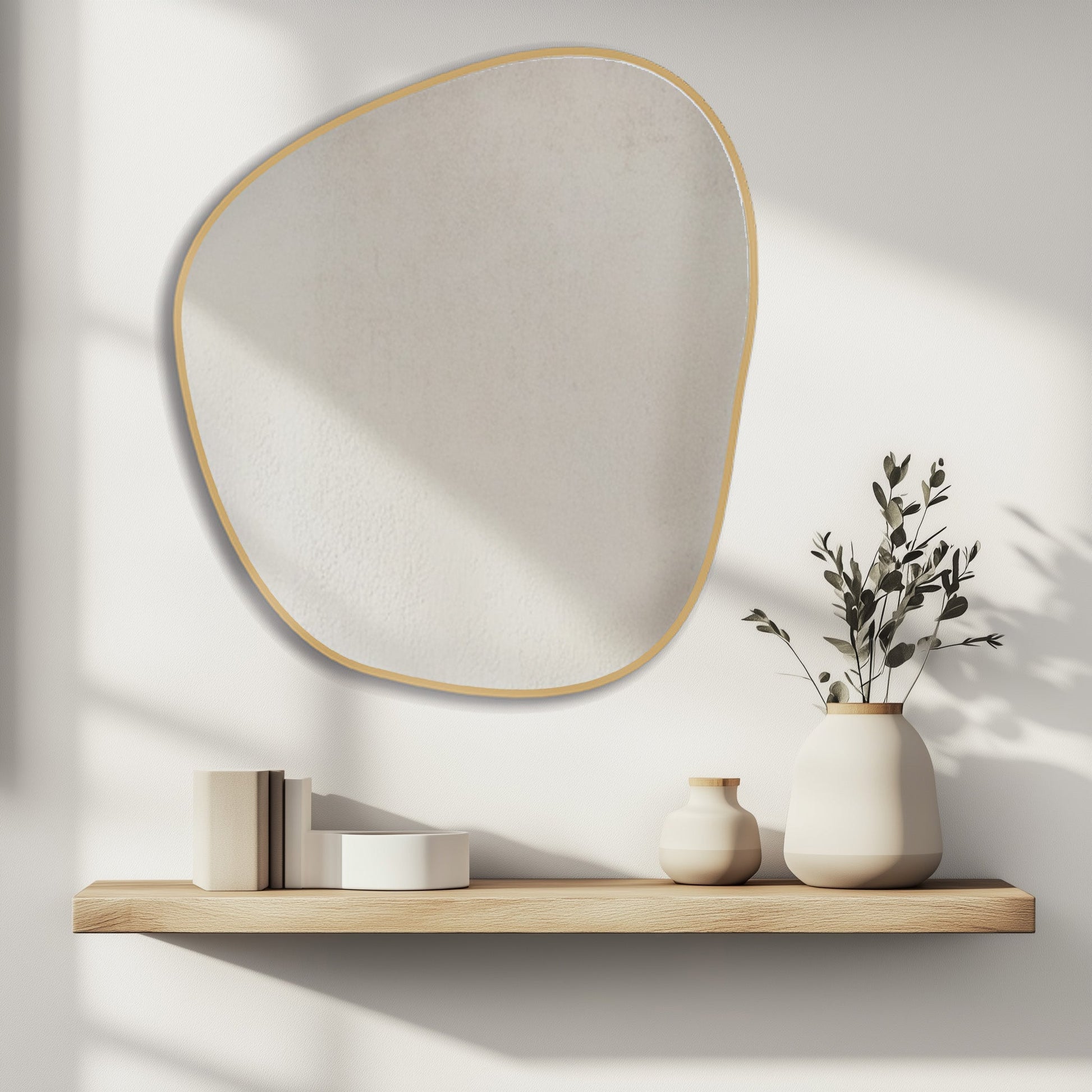 70 x 60cm Organic Shaped Aluminium Mirror - The Don Home Interiors
