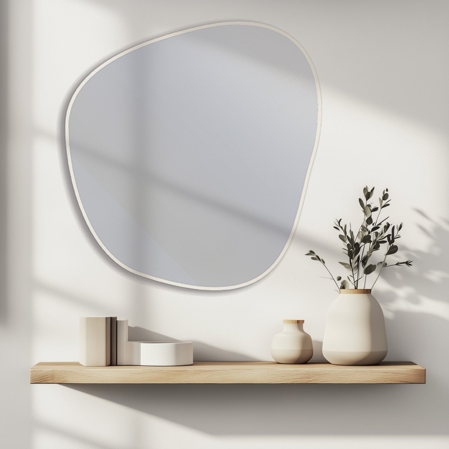 70 x 60cm Organic Shaped Aluminium Mirror - The Don Home Interiors