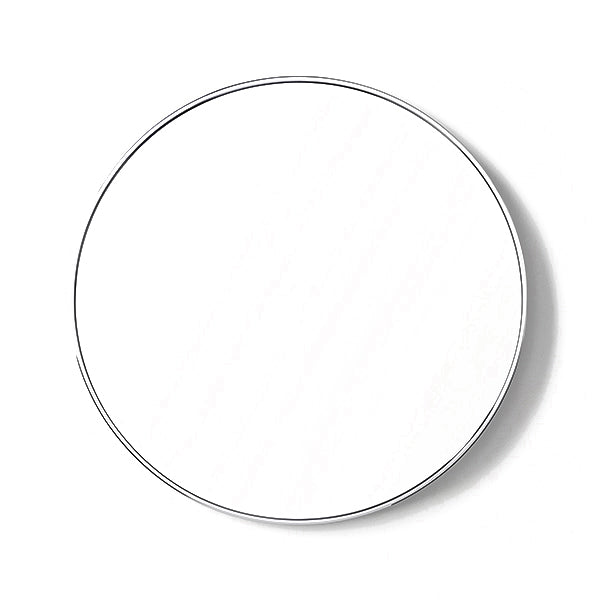 60cm round mirror with sleek aluminium frame, ideal for modern home decor. Lightweight and durable, perfect for bathrooms or living spaces.