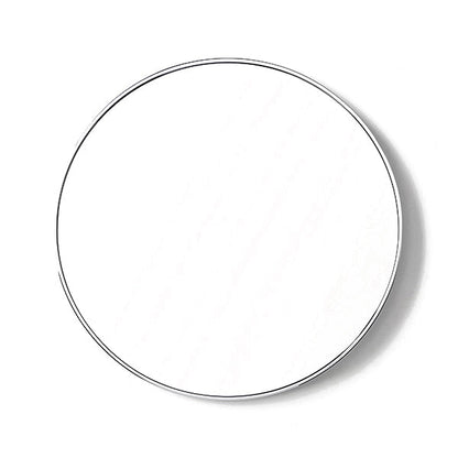 120cm Round Duo Mirror with slim white aluminium frame, offering a clean and modern look for any room.