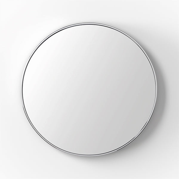 60cm round mirror with sleek aluminium frame, ideal for modern home decor. Lightweight and durable, perfect for bathrooms or living spaces.
