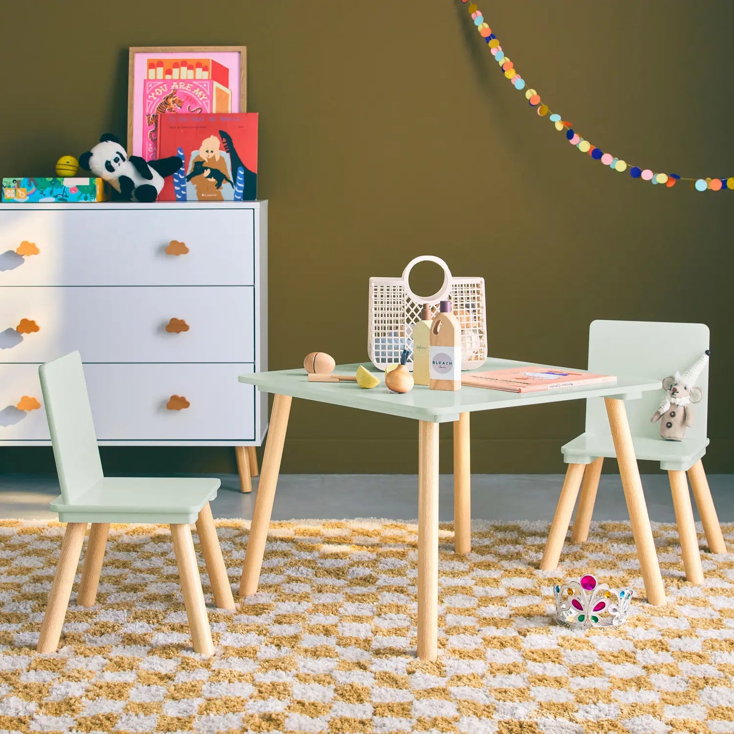 Kids Square Table & 2 Chairs - Mint Green - The Don Home Interiors