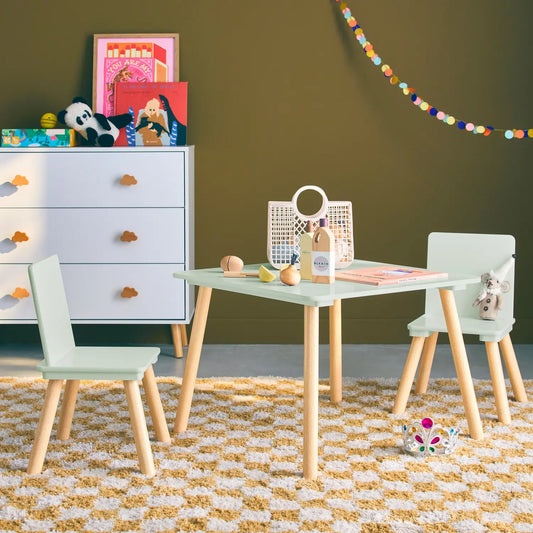 Kids Square Table & 2 Chairs - Mint Green - The Don Home Interiors