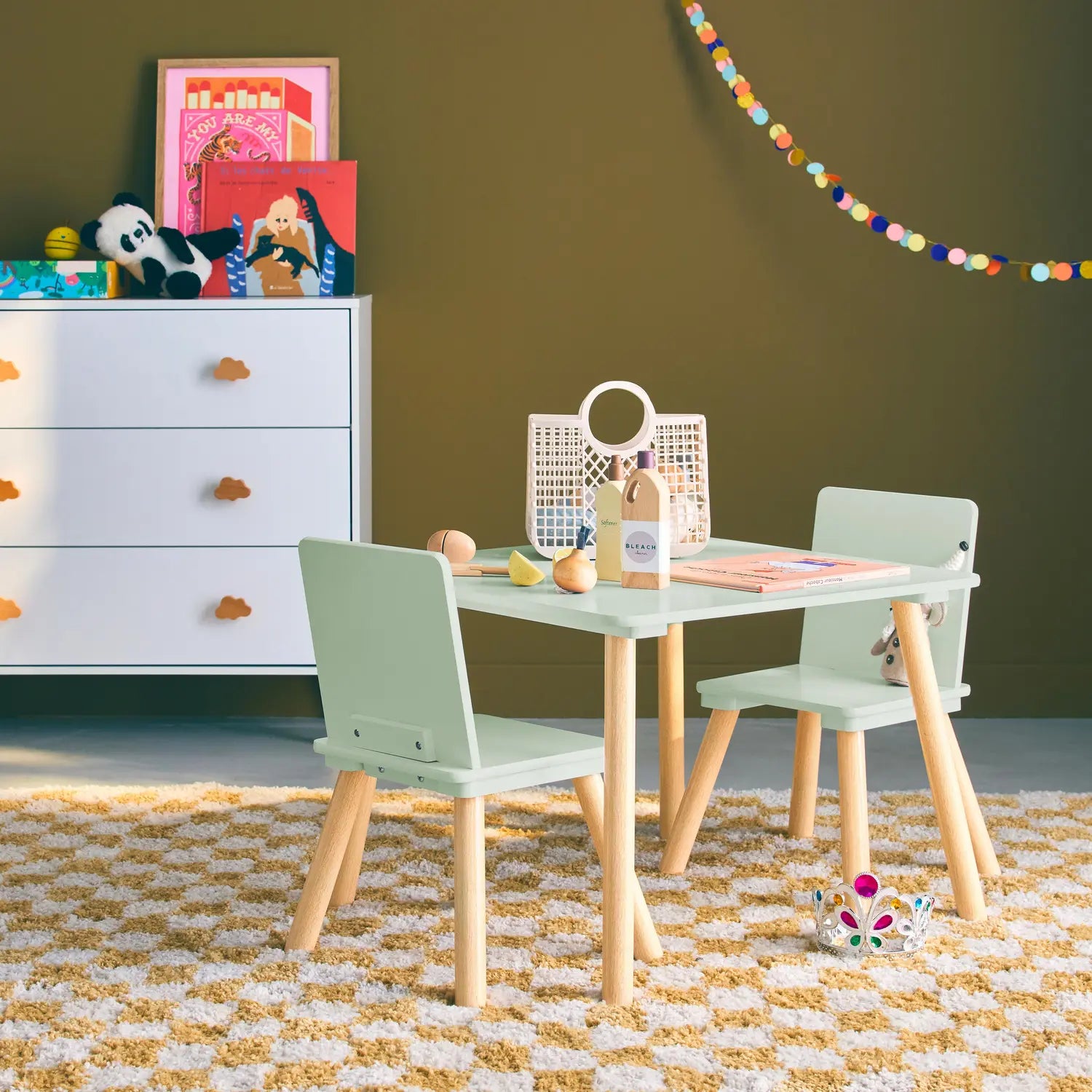 Kids Square Table & 2 Chairs - Mint Green - The Don Home Interiors