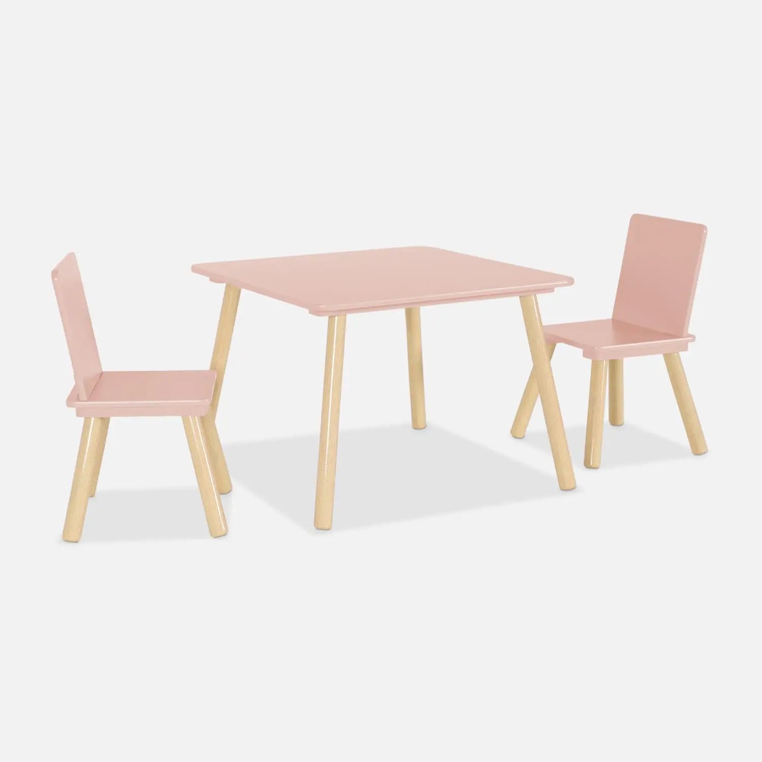 Kids Square Table & 2 Chairs - Pink - The Don Home Interiors