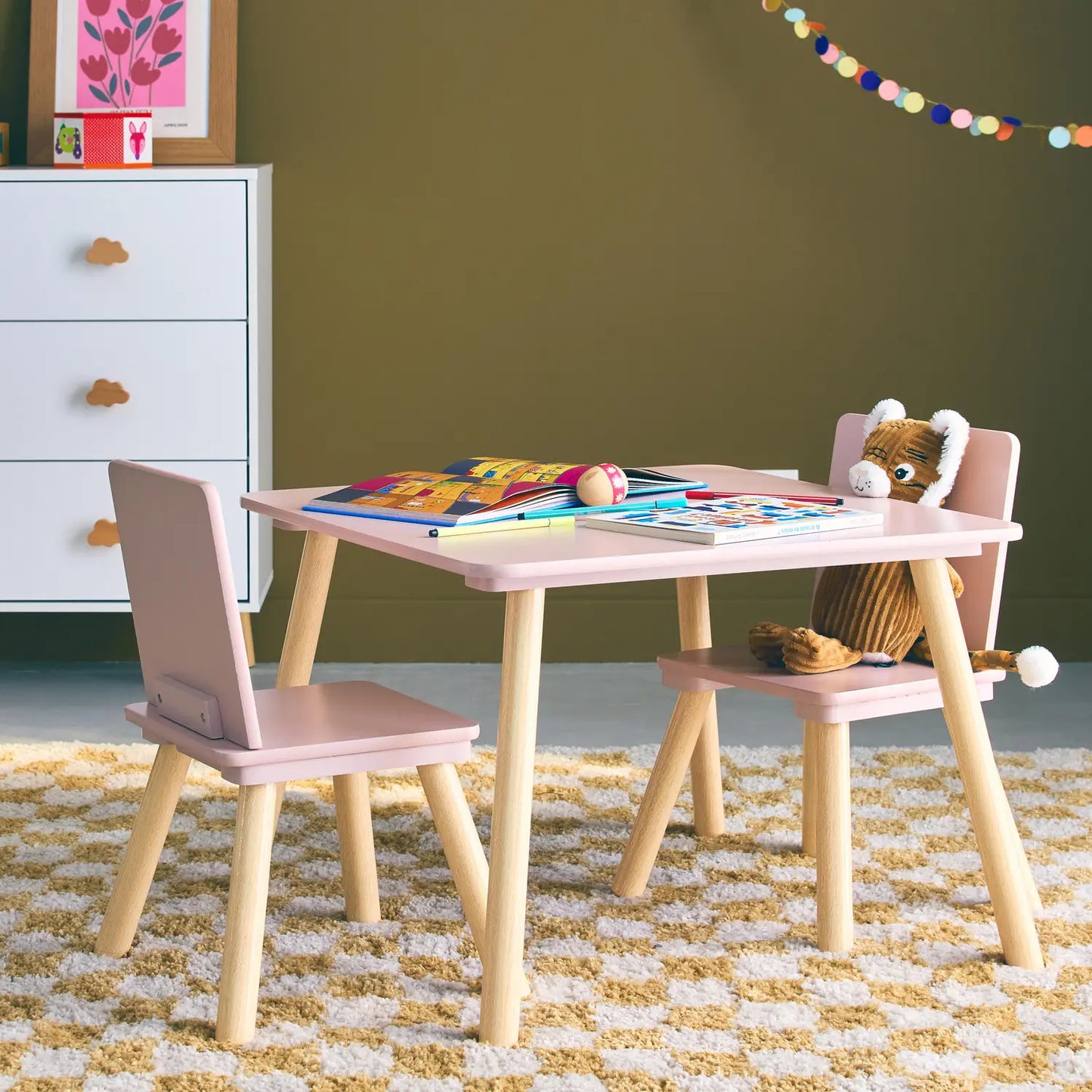 Kids Square Table & 2 Chairs - Pink - The Don Home Interiors