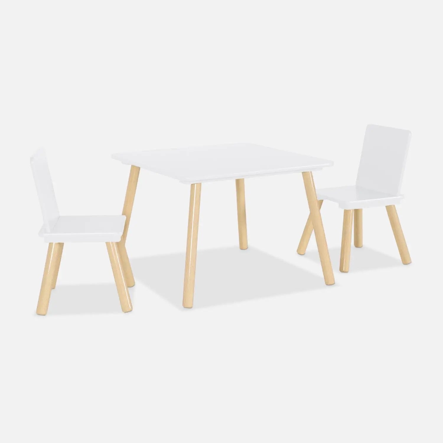 Kids Square Table & 2 Chairs Set - White - The Don Home Interiors
