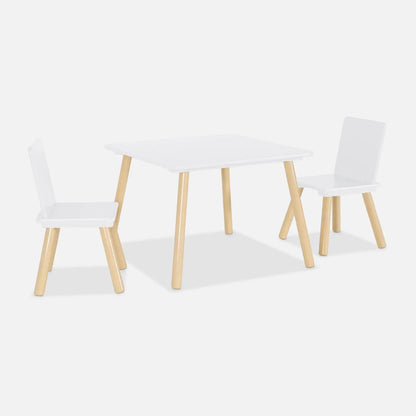 Kids Square Table & 2 Chairs Set - White - The Don Home Interiors