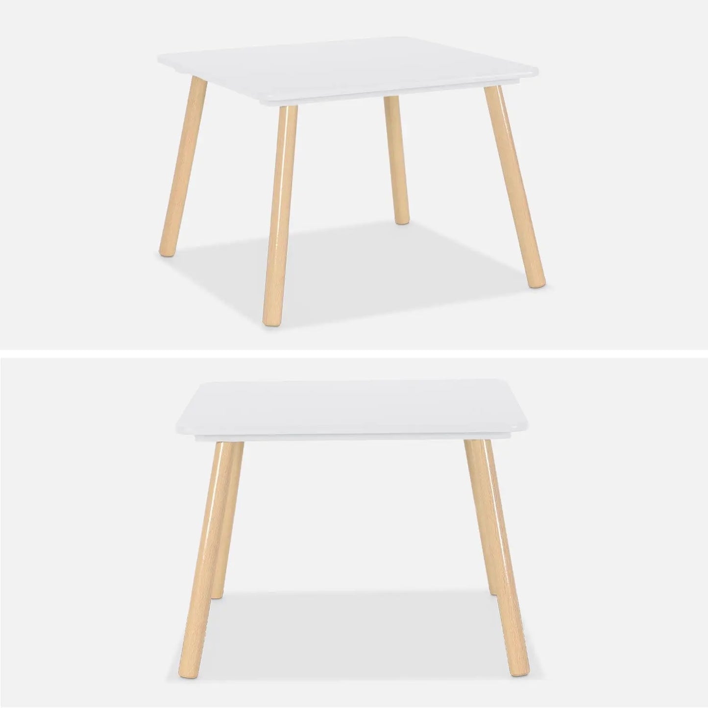 Kids Square Table & 2 Chairs Set - White - The Don Home Interiors