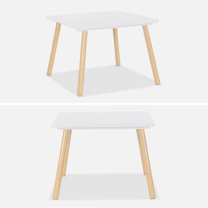 Kids Square Table & 2 Chairs Set - White - The Don Home Interiors