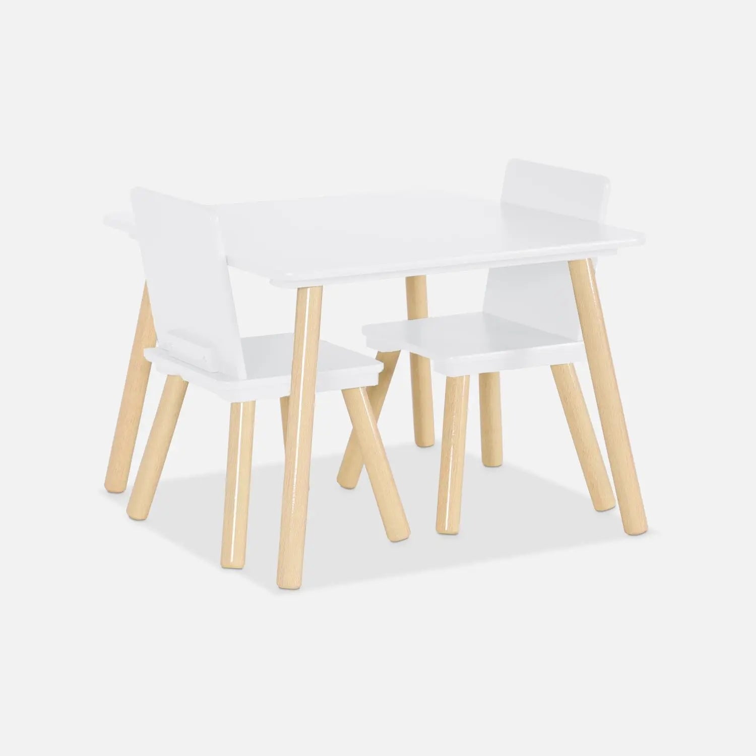 Kids Square Table & 2 Chairs Set - White - The Don Home Interiors
