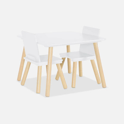 Kids Square Table & 2 Chairs Set - White - The Don Home Interiors