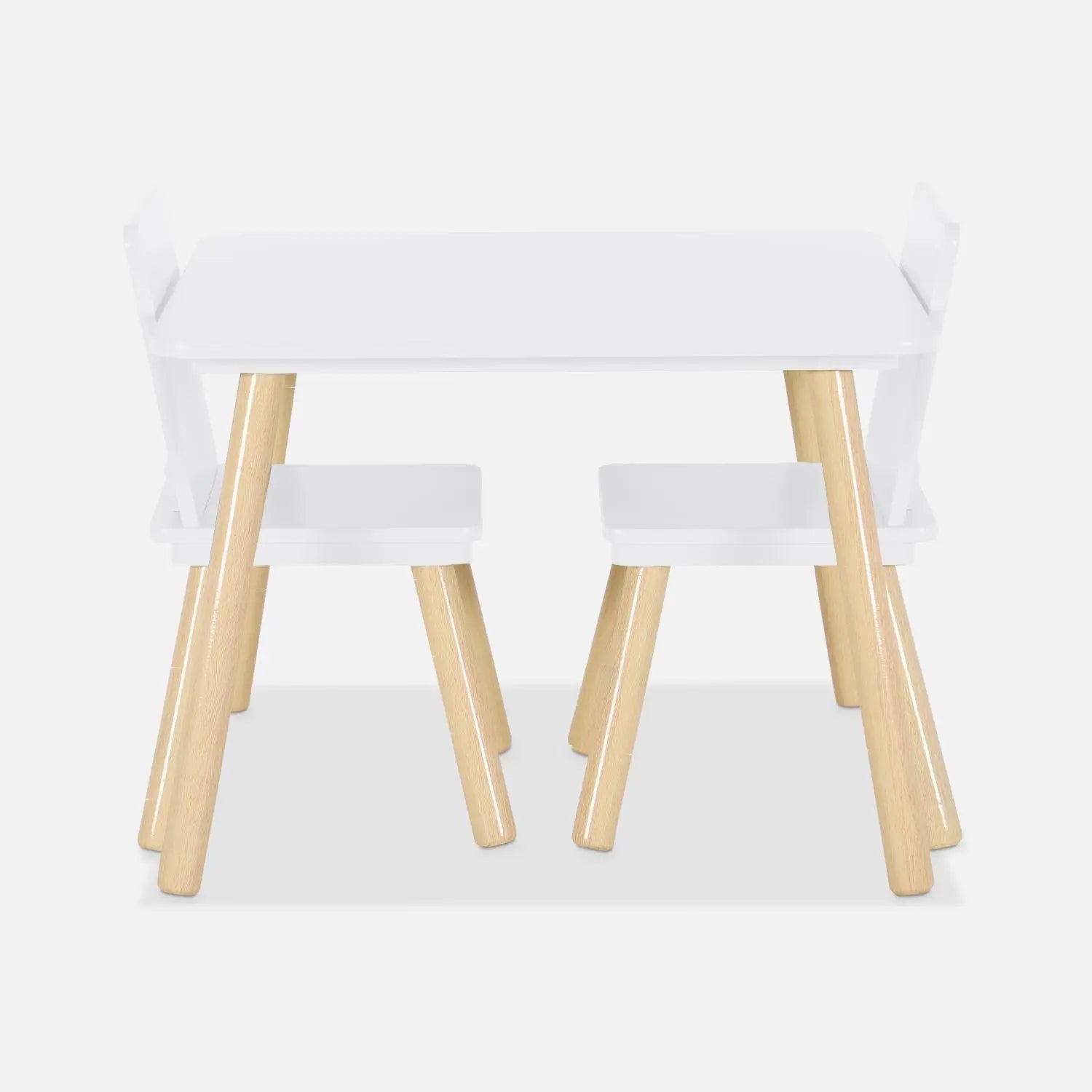 Kids Square Table & 2 Chairs Set - White - The Don Home Interiors