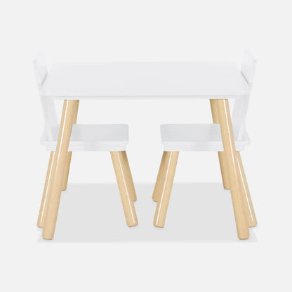 Kids Square Table & 2 Chairs Set - White - The Don Home Interiors