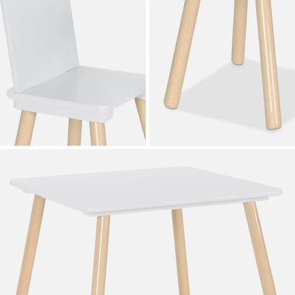 Kids Square Table & 2 Chairs Set - White - The Don Home Interiors