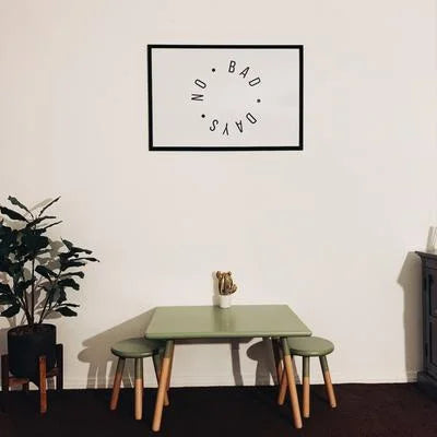 Kids Rectangular Table & Round Stools Set - White - The Don Home Interiors