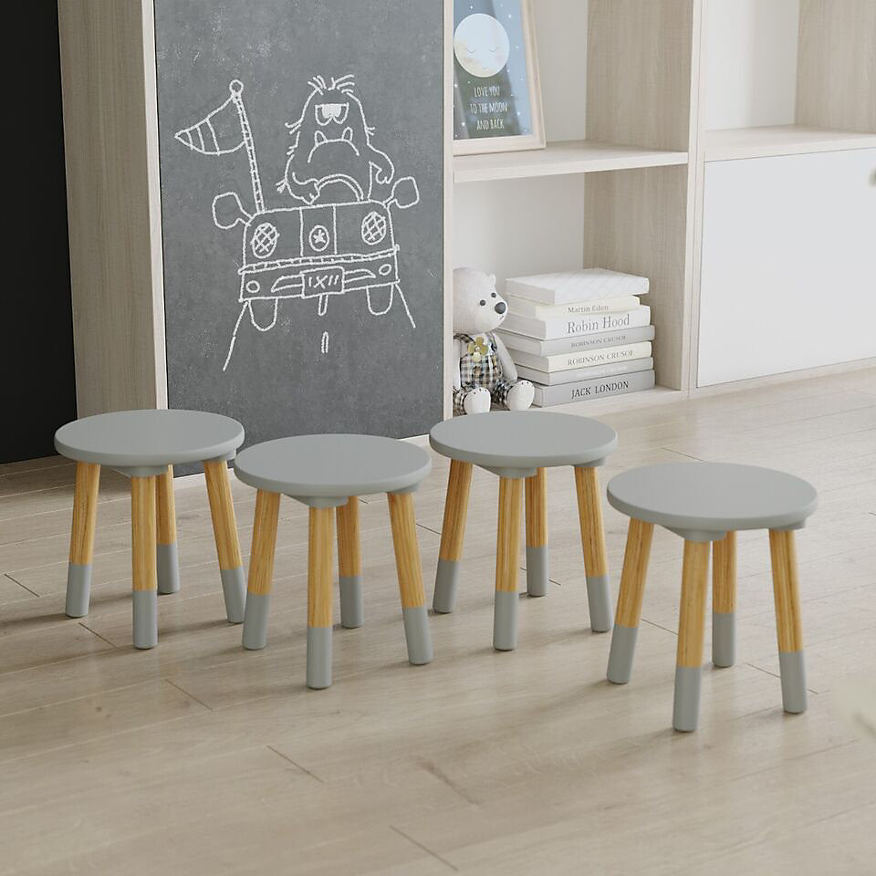 Round Kids Table & Stools Set - Grey - The Don Home Interiors