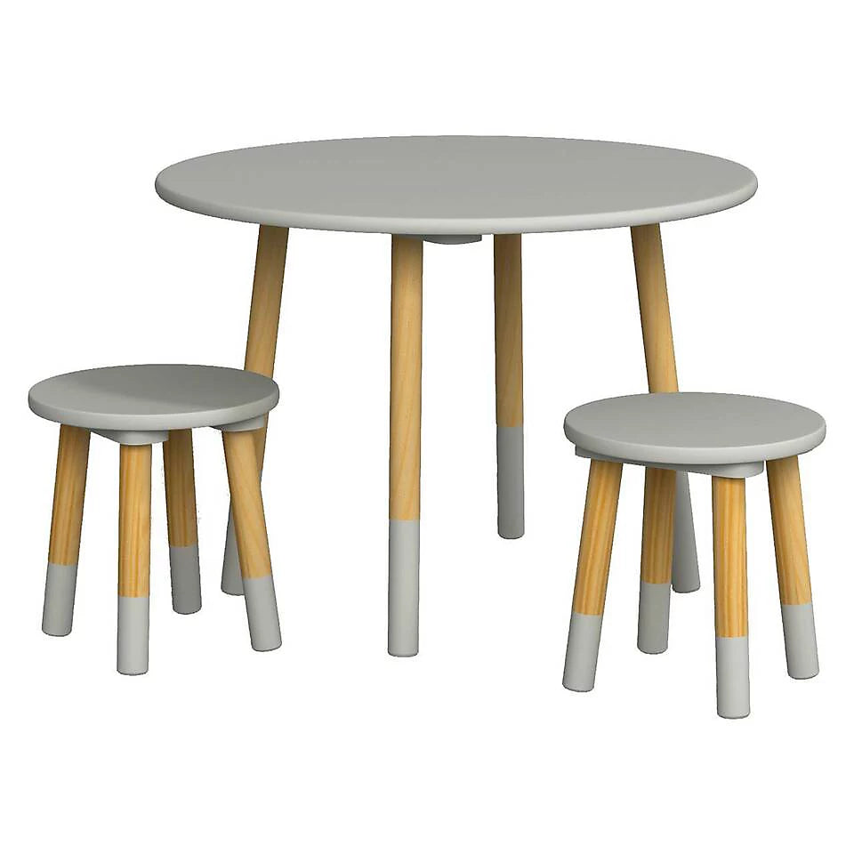 Round Kids Table & Stools Set - Grey - The Don Home Interiors