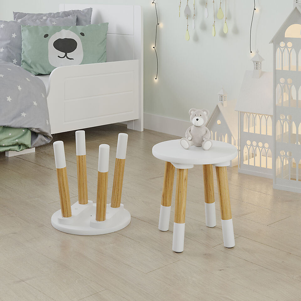 Round Kids Table & Stools Set - White - The Don Home Interiors
