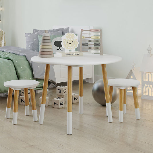 Round Kids Table & Stools Set - White - The Don Home Interiors