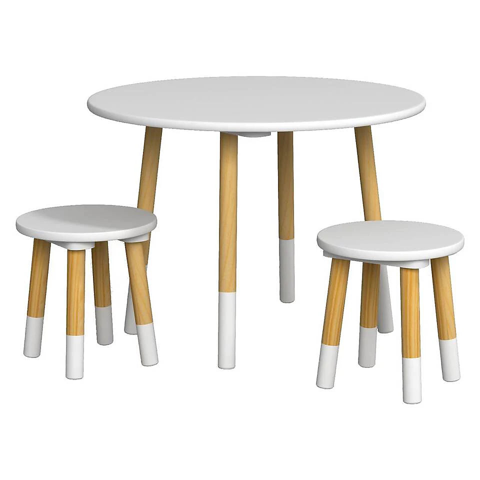 Round Kids Table & Stools Set - White - The Don Home Interiors