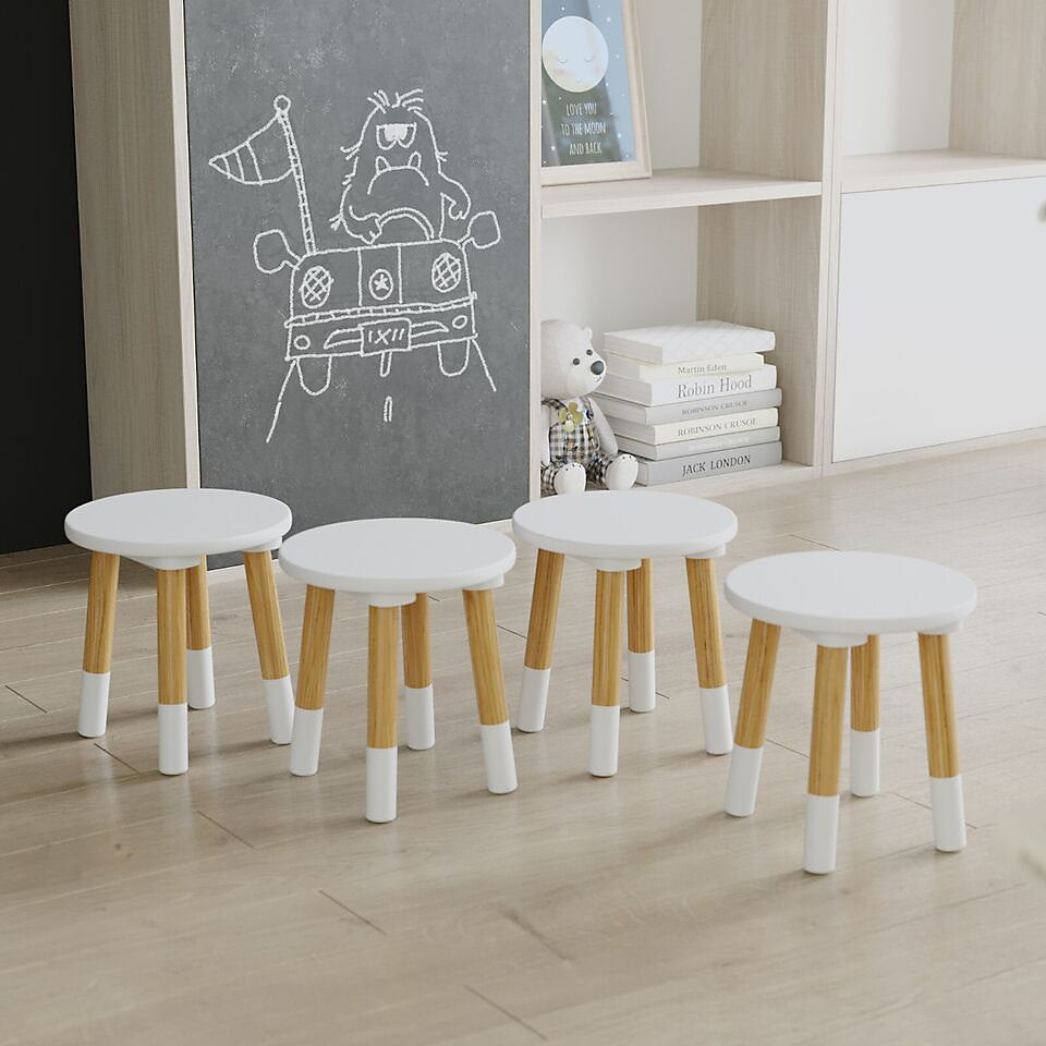 Round Kids Table & Stools Set - White - The Don Home Interiors