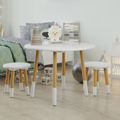 Round Kids Table & Stools Set - White - The Don Home Interiors